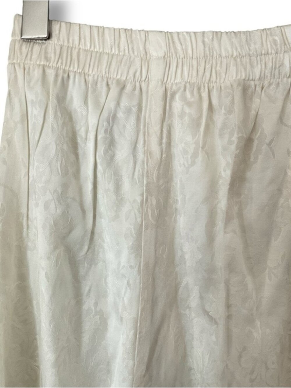 White Floral Jacquard Pull On Midi Skirt - Picture 2 of 2